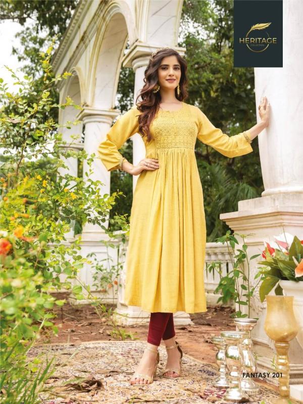 Heritage Fantasy 2 Rayon Designer Embroidery Kurti Collection